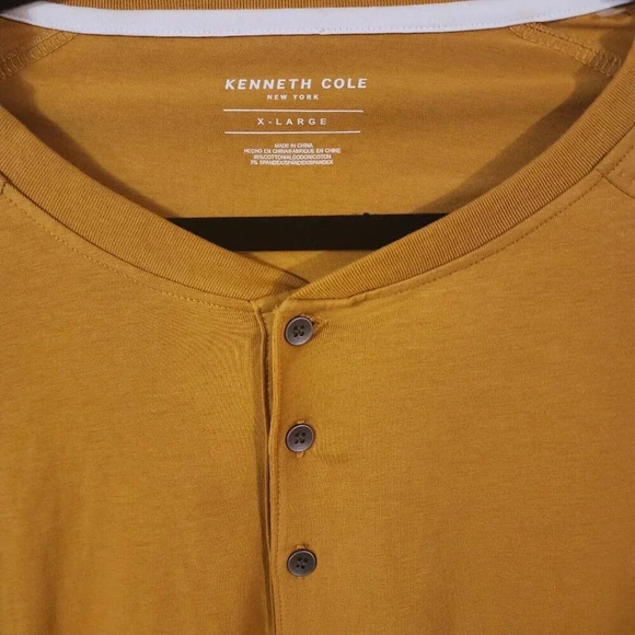 Kenneth Cole T-Shirt Men's X-Large Mustard Yellow Long Sleeve Front Button - Picture 5 of 6